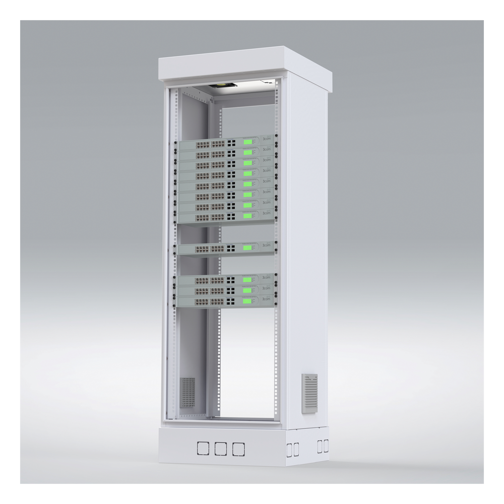 Gabinete para Piso, Capacidad, 31 Unidades de Rack, Doble puerta y Postes frontales e intermedios ajustables, Color Blanco, 700kg, LINKEDPRO 4