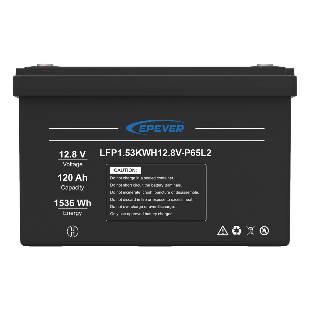 Batería de Litio LiFePO4 Ciclo Profundo 12.8V, 120Ah, 1.53kwh, para exterior, libre de mantenimiento 5