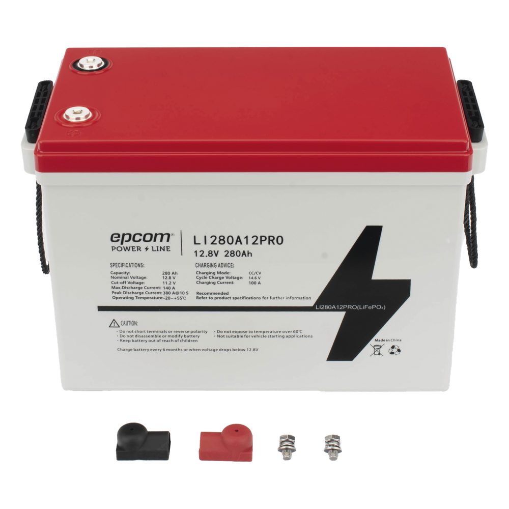 Batería de Litio Ciclo Profundo, 12.8Vcc 280Ah,  6000 ciclos, LiFePO4  , Solar, Marina, Máximo 140A de Descarga EPCOM POWERLINE 4