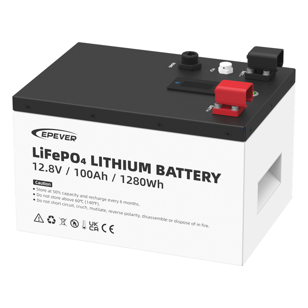Batería de Litio LiFePO4 12Vcc, 100Ah, 1.28kwh, Pantalla LCD para Monitoreo Local, Carcasa Metálica, EPEVER 3