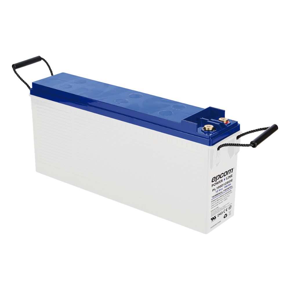 [PL100D12SIDE] Batería Ciclo Profundo 12V, Terminales Laterales , 100Ah / AGM-VRLA / Uso en Aplicación Fotovoltaica /Terminales Tipo Tornillo T4