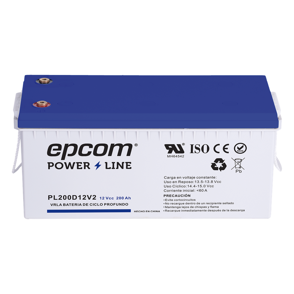 Batería 12Vcc / 200Ah / UL / Tecnología AGM-VRLA / Ciclo profundo / Para uso en aplicaciones fotovoltaicas y de emergencia  / Terminales T5
