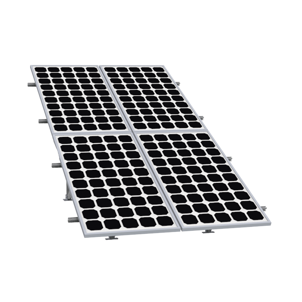 Mount for 4 Solar Panels 2X2, 2700mm "5" Rail for Modules with 30-35mm Thickness, Max. Wind Speed 136km/h, VEKTOR, EPCOM
