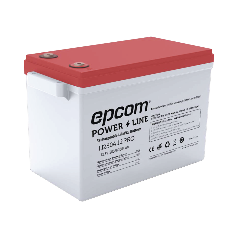 Deep Cycle Lithium Battery, 12.8Vdc 280Ah, 6000 cycles, LiFePO4, Solar, Marine, Maximum 140A Discharge EPCOM POWERLINE