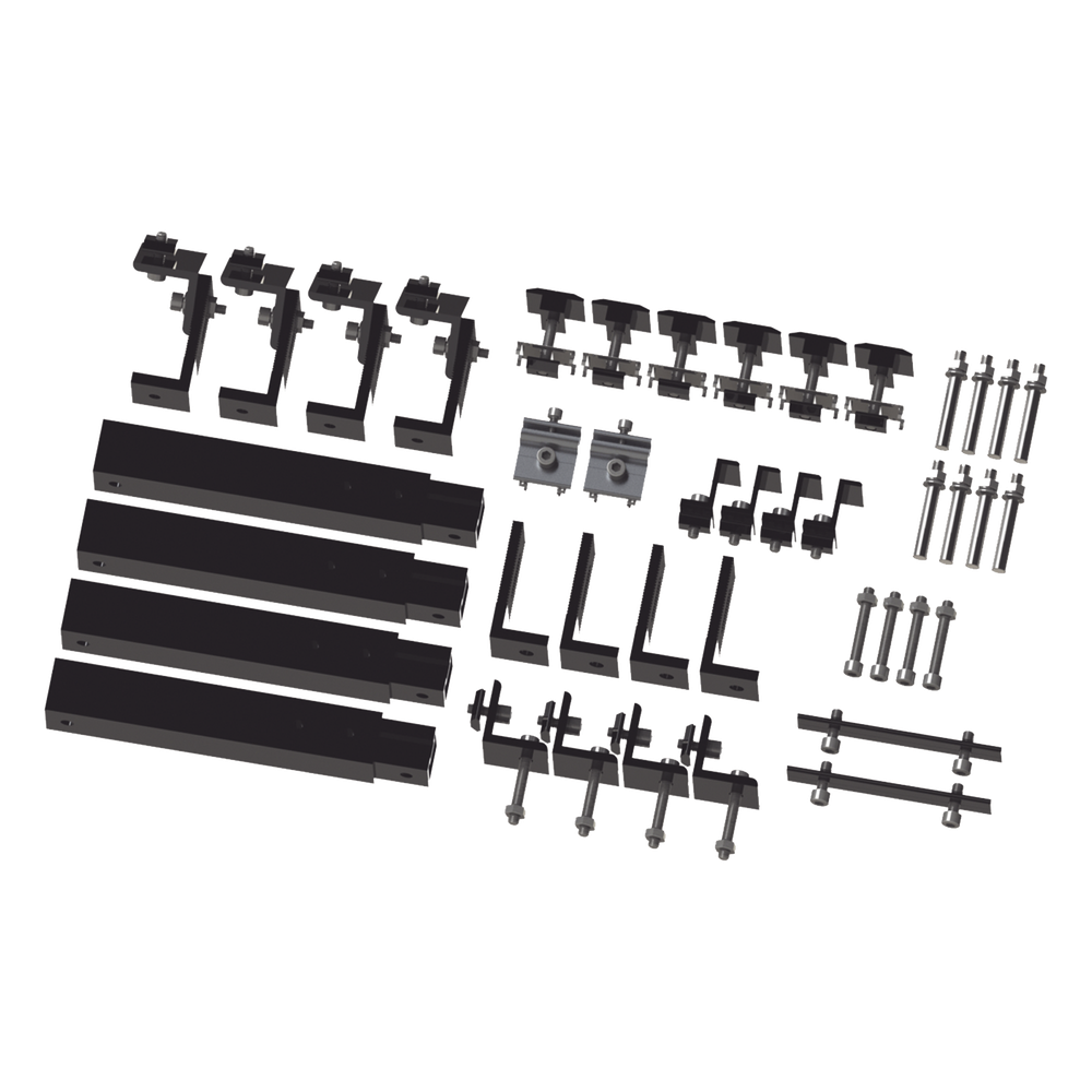 Caja de accesorios SIN RIEL de aluminio  negro anodizado para montaje VEKTOR8BLK, arreglo 1X4 para techo, EPCOM