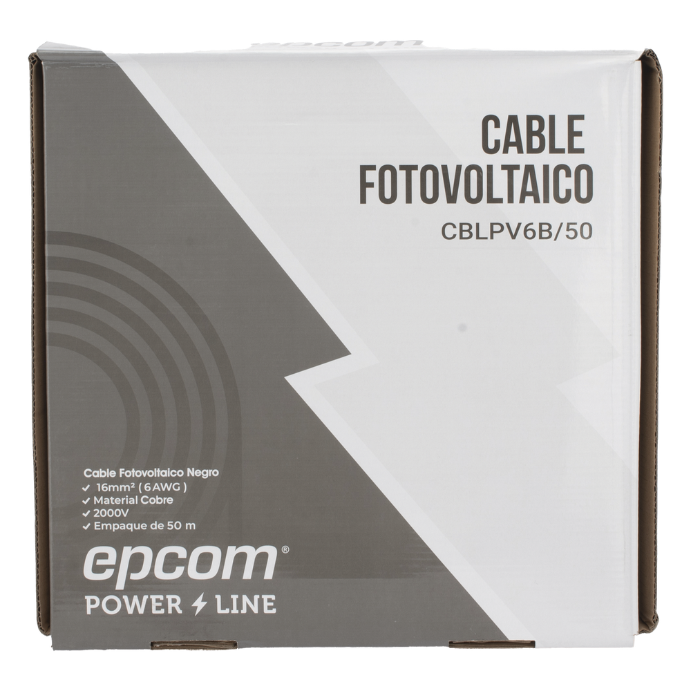 [CBLPV6B/50] Black Photovoltaic Cable / 16mm² (6AWG) / COPPER Material / 2000V / 50 m Roll EPCOM POWERLINE