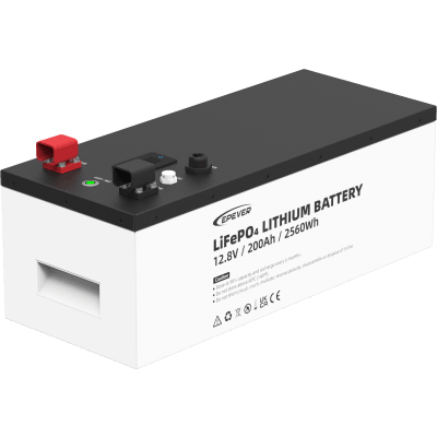 LiFePO4 lithium battery 12Vdc, 200Ah, 2.56kwh, LCD Display for Local Monitoring, Metal Case, EPEVER