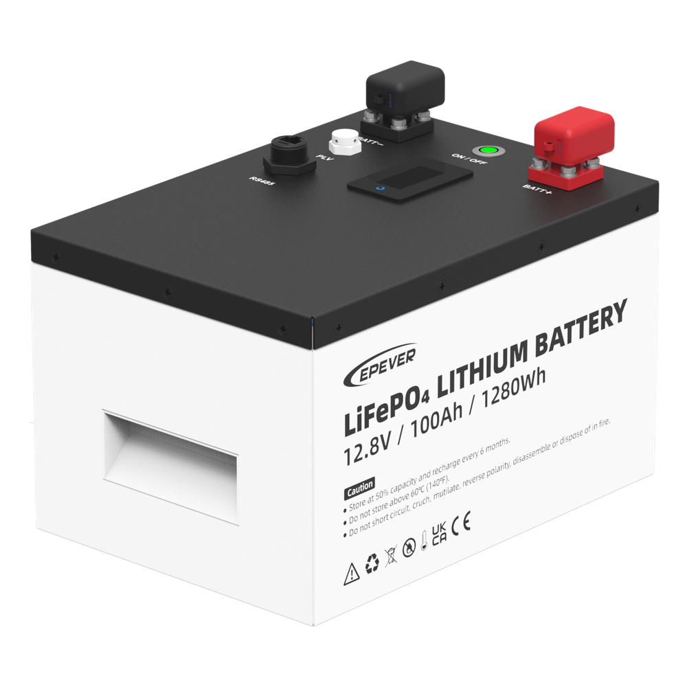 Batería de Litio LiFePO4 12Vcc, 100Ah, 1.28kwh, Pantalla LCD para Monitoreo Local, Carcasa Metálica, EPEVER