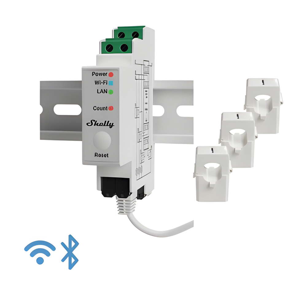 [SHELLYPRO3EM] Medidor Trifásico de Corriente Alterna / WIFI / industrial y residencial / Nube P2P SHELLY