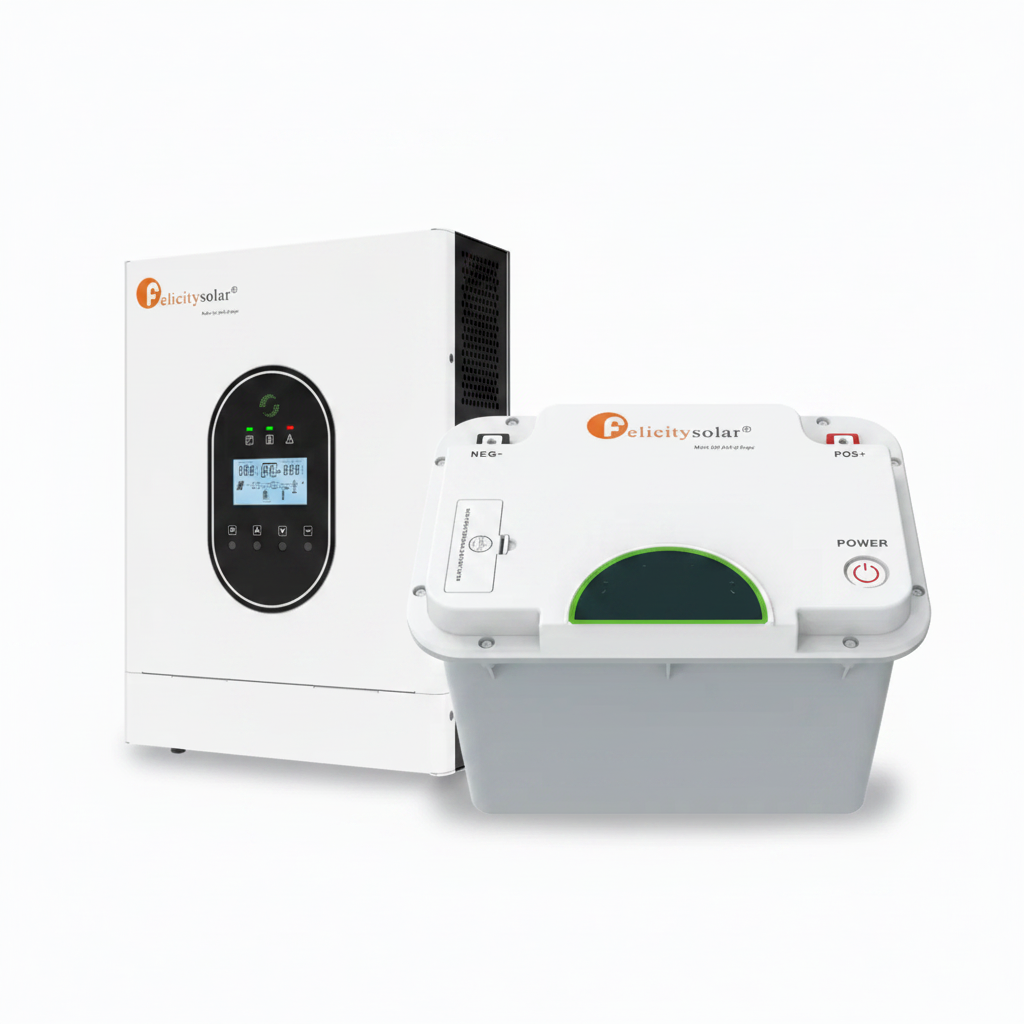 Kit Inversor cargador de 1kw 120vca + Batería de litio de 12v 1.28kwh, FELICITY