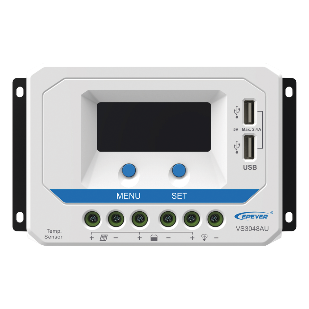[VS-3048-AU] Controlador Solar de Carga PWM 12/24/36/48 V 30A, Salida USB, con Display, EPEVER