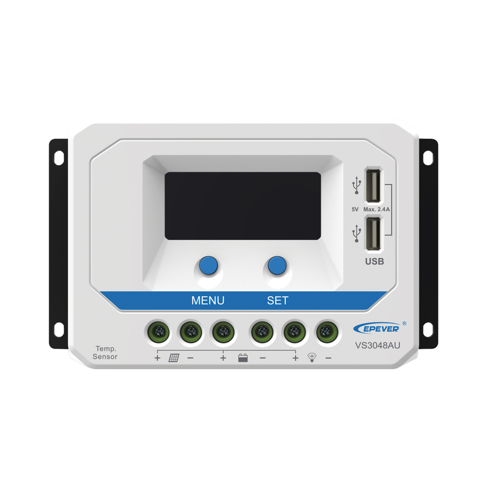 [VS-3048-AU] Controlador Solar de Carga PWM 12/24/36/48 V 30A, Salida USB, con Display, EPEVER