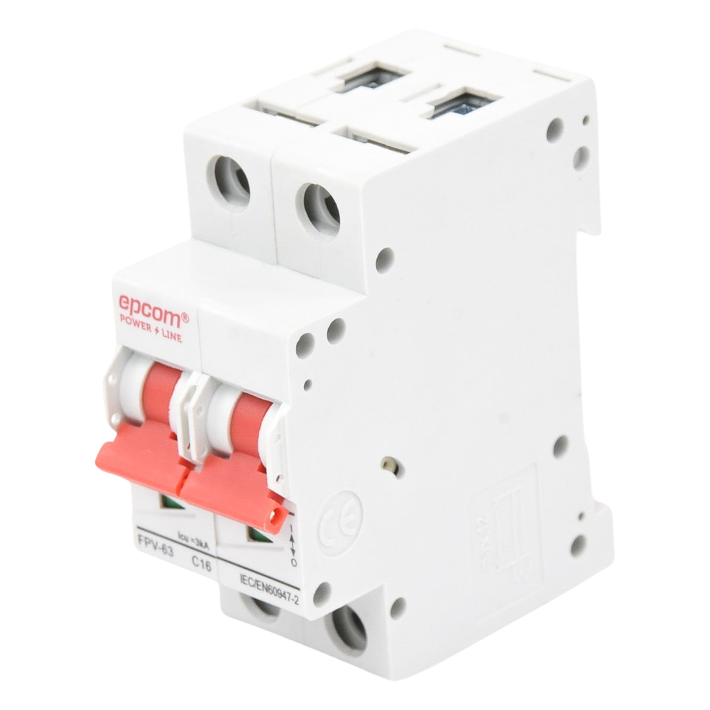 Interruptor Termomagnético 2P 16A, Corriente Directa 800Vcd para Aplicación Fotovoltaica Montaje Riel DIN
