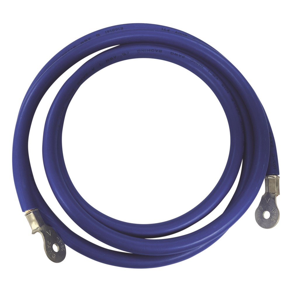 [CBL-2AWG-2.2B] Battery Cable, 2.2 m Blue 2 AWG Gauge with Ring Terminals on Both Ends