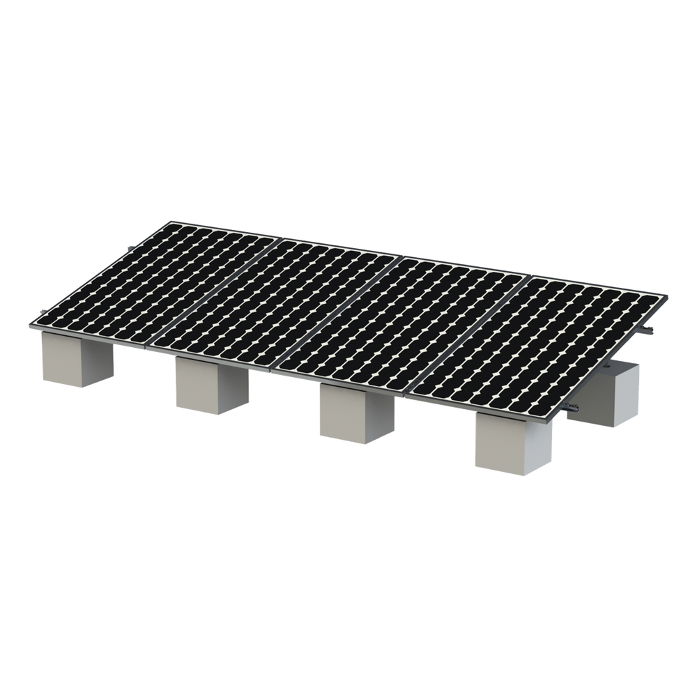 [VEKTOR8R] Montaje de aluminio anodizado, arreglo 1x4 para paneles fotovoltaicos de 1134mm de ancho y 35mm de espesor, Velocidad de Viento Máx. 136km/h, Inclinación 20° a 45°, VEKTOR, EPCOM