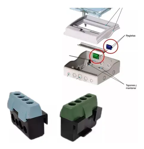 Borne de conexión de 4 polos, 2 piezas (Neutro y Tierra) Omnium